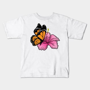 Butterfly Hibiscus Flower Kids T-Shirt